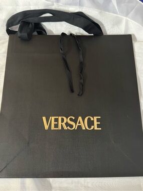 Versace 💯% Authentic Iconic Gold logo shopping Bag w/inner ties - Thicker paper.
